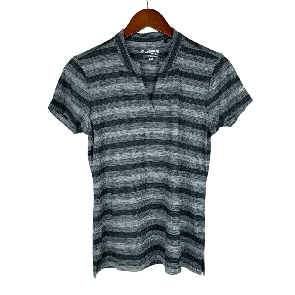 Columbia Golf Omni-Wick Chatter Polo Shirt Grey Stripe Women's M